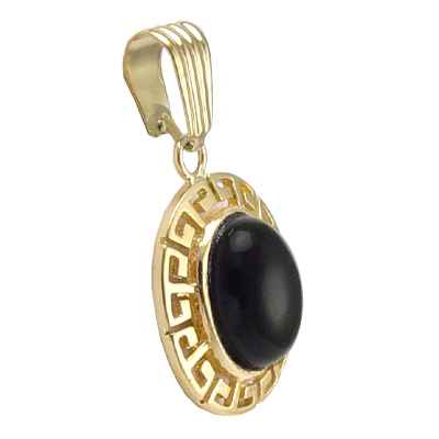 14k Solid gold Genuine Black Onyx Charm