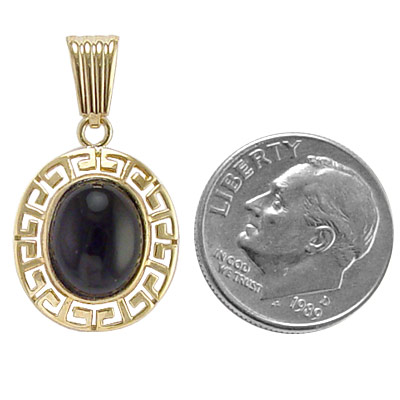 14k Solid gold Genuine Black Onyx Charm