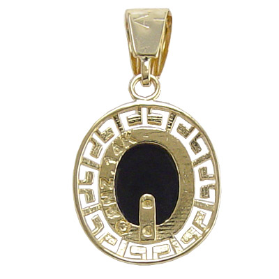 14k Solid gold Genuine Black Onyx Charm