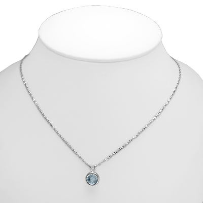 14k White Gold Aquamarine Solitaire Pendant