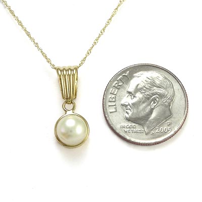 14k Gold White Pearl Charm