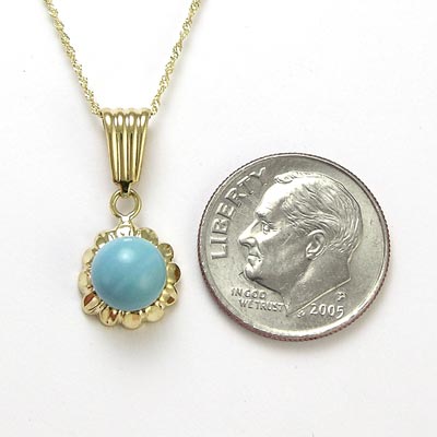 14k Yellow Gold Turquoise Sunflower Pendant