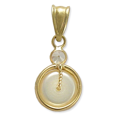 14k Gold 8mm Pearl & CZ Charm