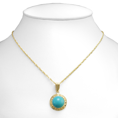 14k Yellow Gold Turquoise Necklace
