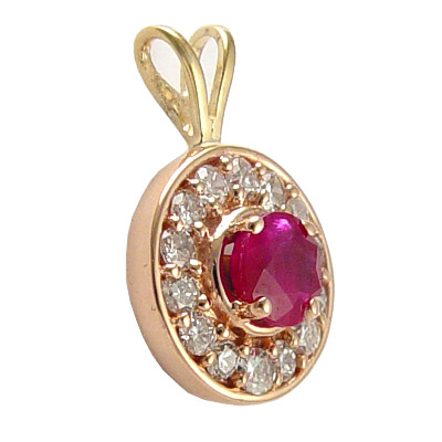 14k Gold Diamond and Ruby Pendant