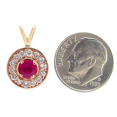 14k Gold Diamond and Ruby Pendant