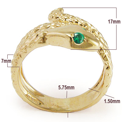 14k Twisted Serpent Emerald Men's Ring