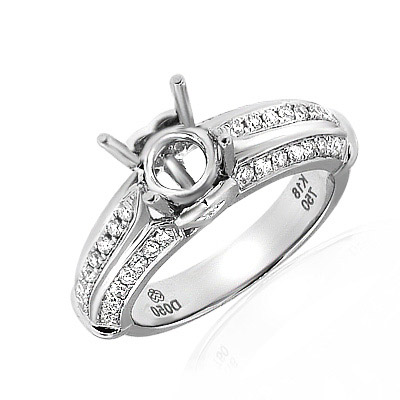 18k White Gold Diamond Pave Setting  Ring
