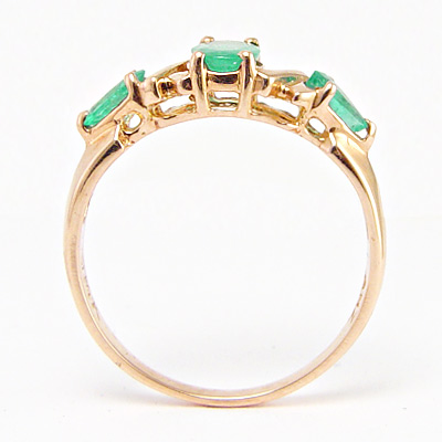 Emerald Three Stone Ring 14k Rose Gold
