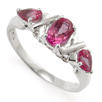 14k White Gold Pink Topaz Ring