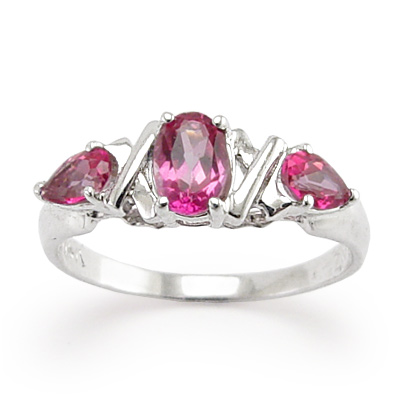 14k White Gold Pink Topaz Ring