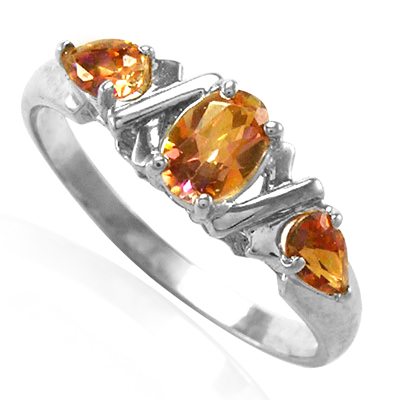 14k White Gold Brown Topaz Ring