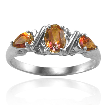 14k White Gold Brown Topaz Ring