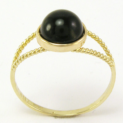 14k solid gold Round Black Onyx Ring