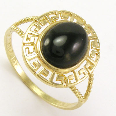 14k Gold Greek Onyx Ring