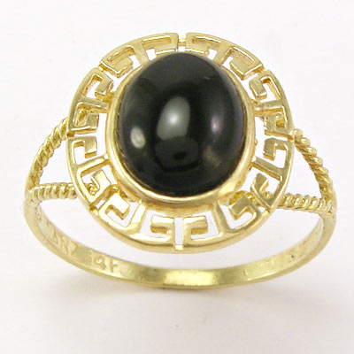 14k Gold Greek Onyx Ring