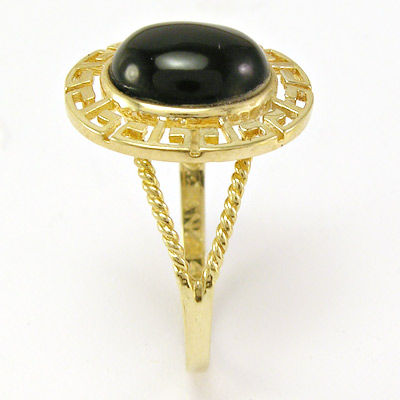 14k Gold Greek Onyx Ring