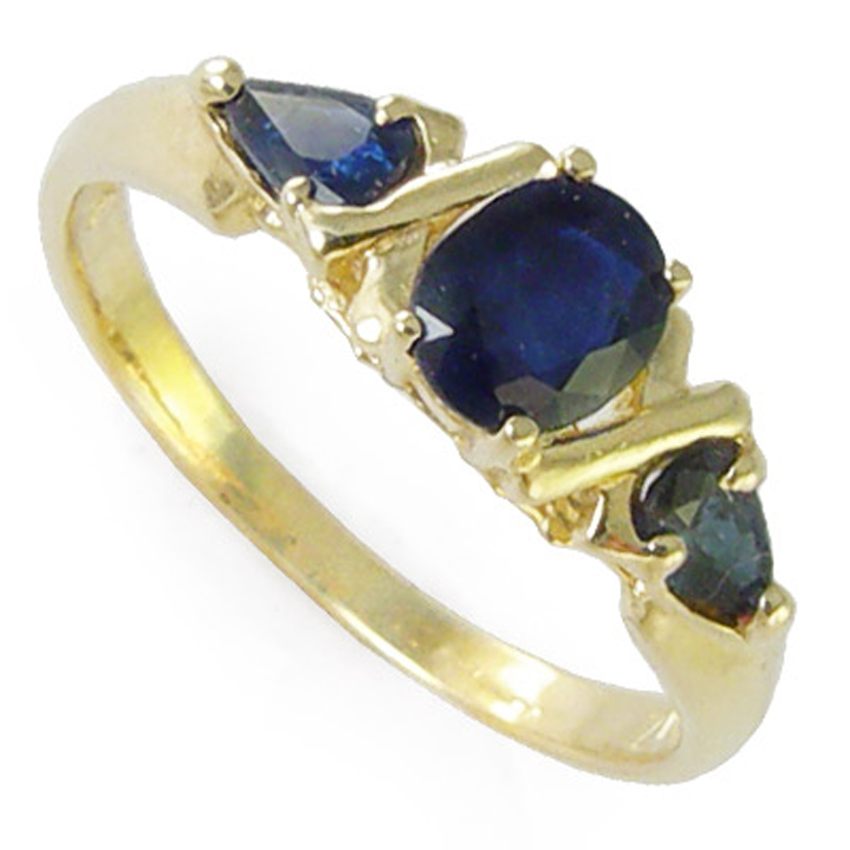 Sapphire Three Stone Ring 14k Mother's ring
