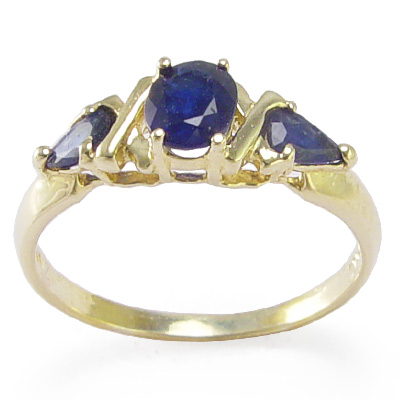 Sapphire Three Stone Ring 14k Mother's ring