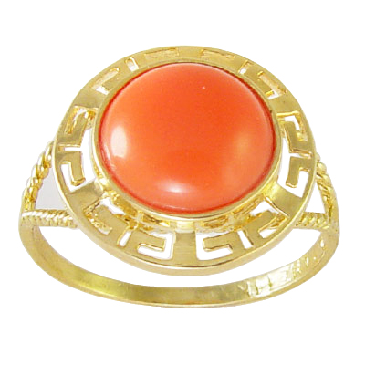 14k solid Gold Greek Coral Ring
