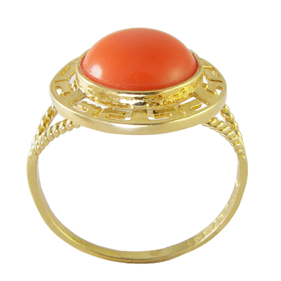 14k solid Gold Greek Coral Ring