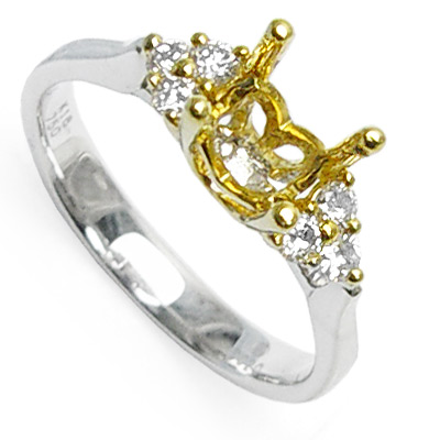 18k yellow and white Gold Ring Setting