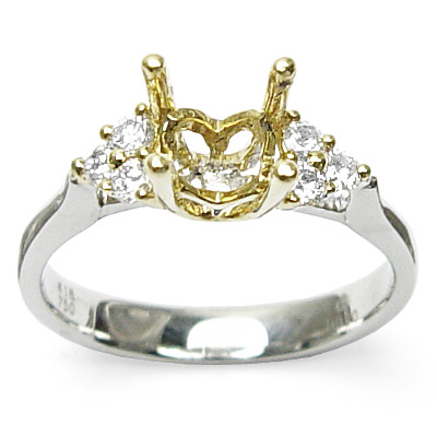 18k yellow and white Gold Ring Setting