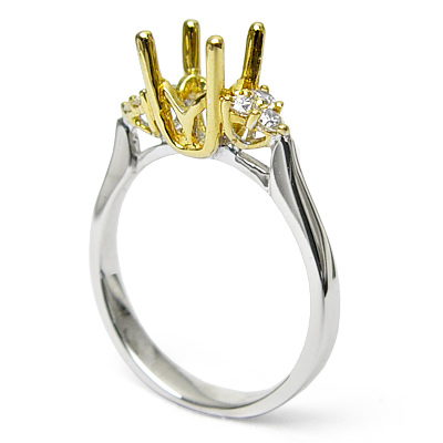 18k yellow and white Gold Ring Setting