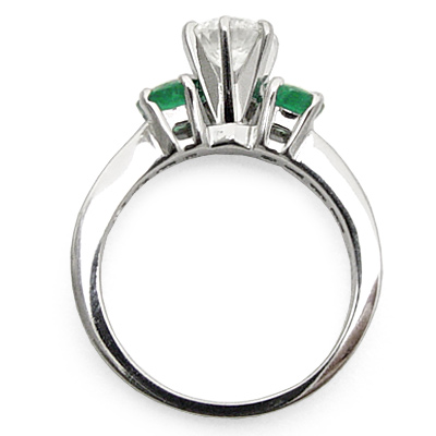 14k Gold Emerald Diamond Engagement Ring