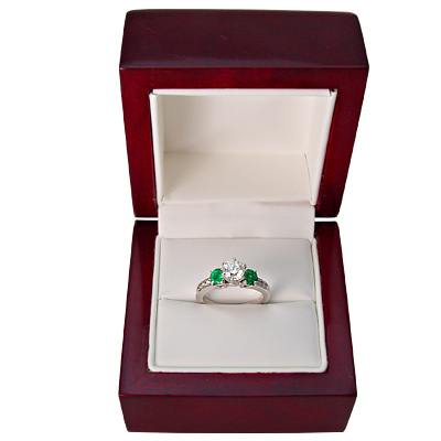 14k Gold Emerald Diamond Engagement Ring