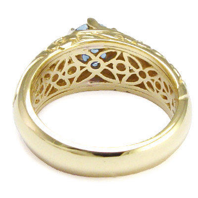 Men's 18k Gold Aquamarine Ring Rococo Design