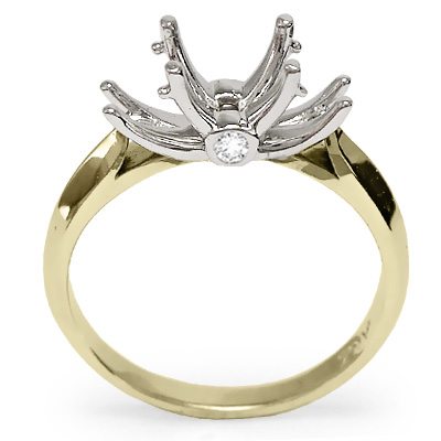 14k Two-Tone Gold Diamonds Engagement Setting Ring