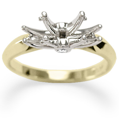 14k Two-Tone Gold Diamonds Engagement Setting Ring