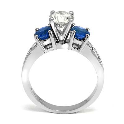 14k Gold Blue Sapphire White Sapphire Diamond Ring