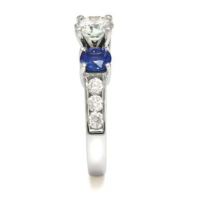 14k Gold Blue Sapphire White Sapphire Diamond Ring