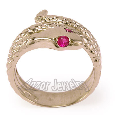 Snake Serpent Ruby Ring 14k Men's Ring