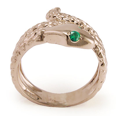 14k Rose Gold Serpent snake Emerald Ring