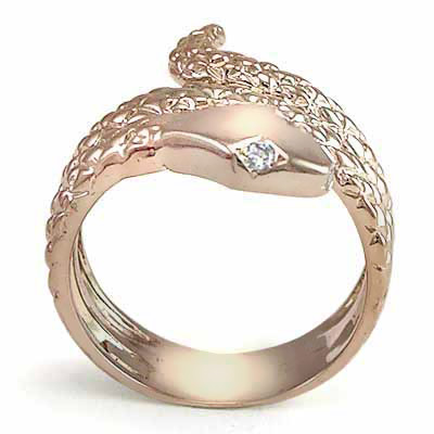 18k Rose Gold Serpent Diamond Men's Ring