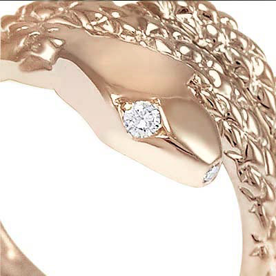 18k Rose Gold Serpent Diamond Men's Ring
