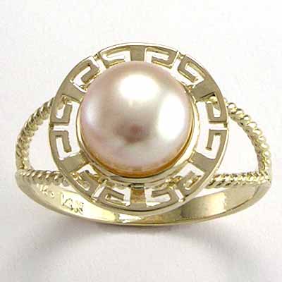 14k solid Gold Pink Pearl Ring