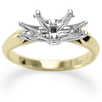 18k Two-Tone Gold Diamonds Engagement Setting Ring