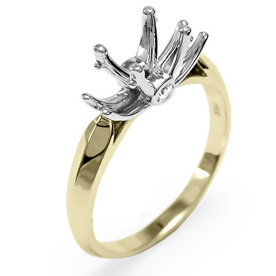 18k Two-Tone Gold Diamonds Engagement Setting Ring