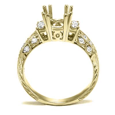 14k Gold Diamond Semi Mount Engagement Ring