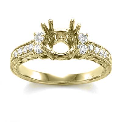 14k Gold Diamond Semi Mount Engagement Ring