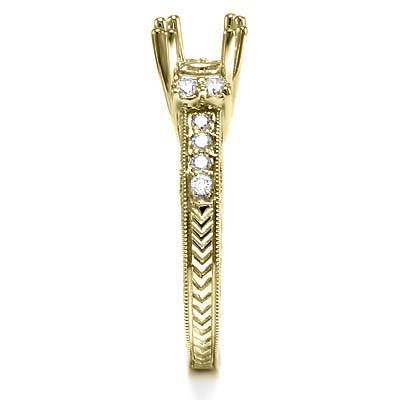 14k Gold Diamond Semi Mount Engagement Ring