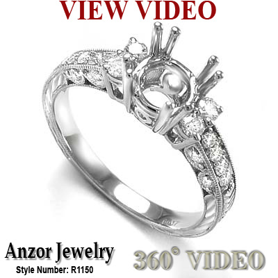 14k White Gold Diamond Setting Mounting Ring