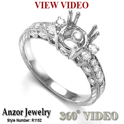 10k Solid White Gold Diamond Ring Setting Mounting