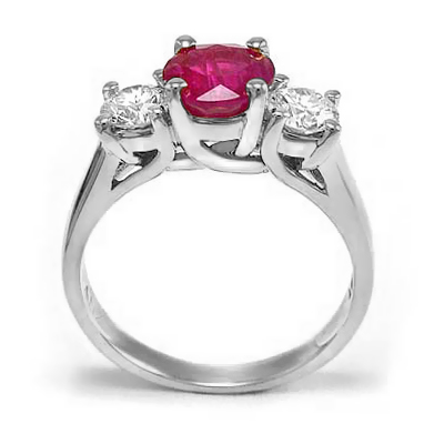 Platinum Genuine Ruby and Diamond Ring
