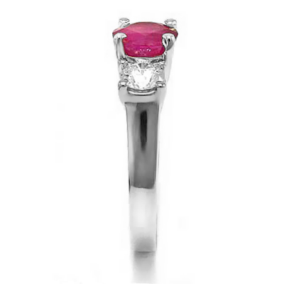 Platinum Genuine Ruby and Diamond Ring