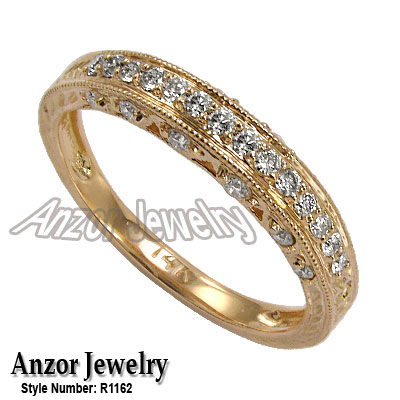 Pave-Set Diamond Wedding Ring in 14k Rose Gold